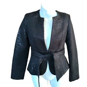 White House Black Market Black Fitted Blazer with Belt